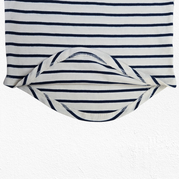 We the Free White Blue Off the Shoulder Striped Melbourne Preppy Top Size Medium - Picture 5 of 9